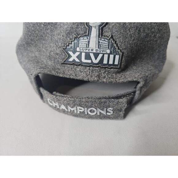 New Era Seattle Seahawks Super Bowl Champions Grey Fitted Hat Super Bowl XLVIII - Picture 6 of 15